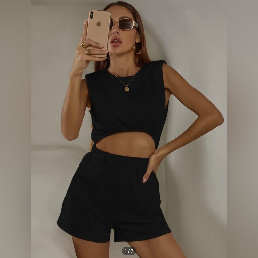 Black Cutout waist romper